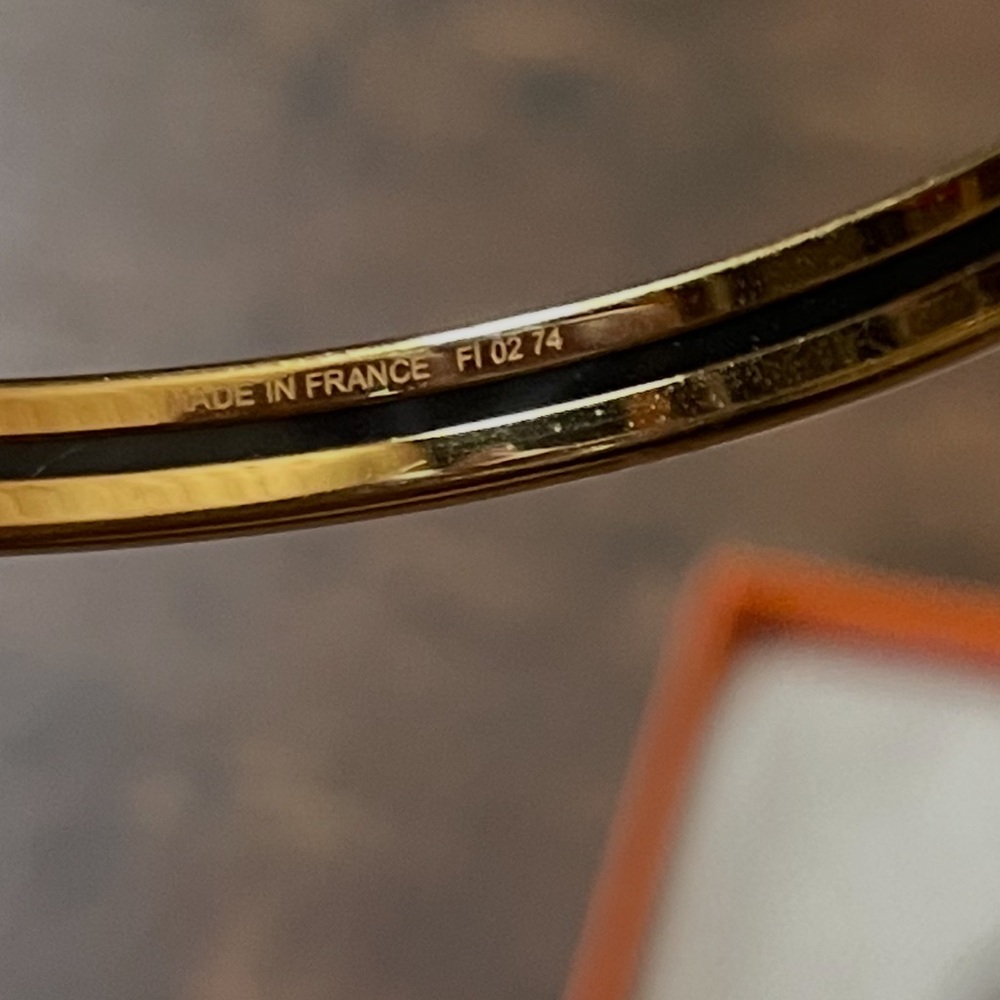 Hermès Ivory and Gold enamel Bangle - Picture 5 of 8